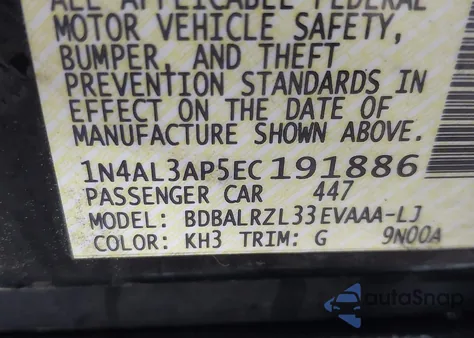 2014 Nissan Altima 2.5 S z USA, uszkodzony, nr VIN 1N4AL3AP5EC191886